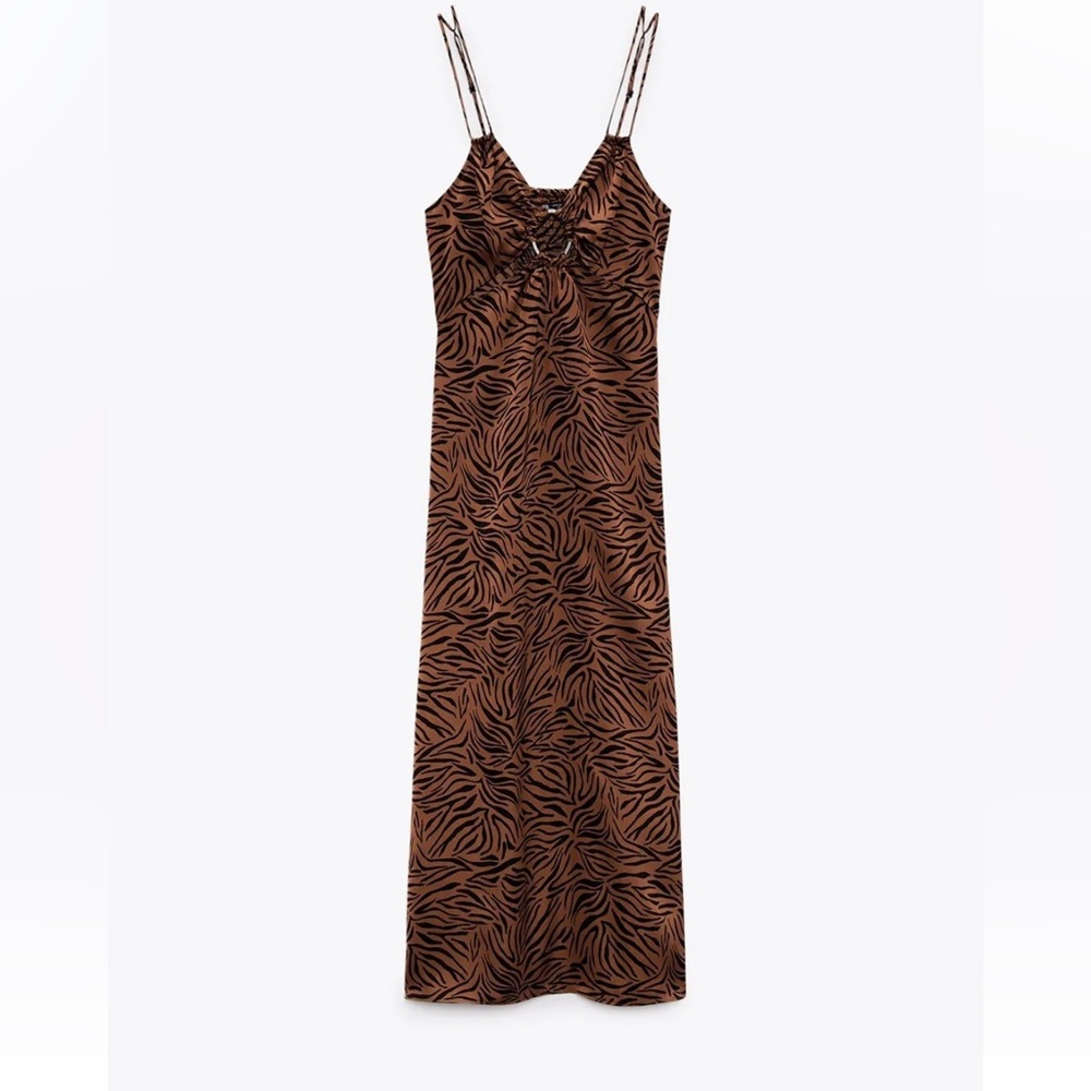 ZARA Satin Animal Print Cut Out XS NWT - Picture 4 of 10